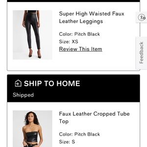 Express Black Faux Leather Pants and top set